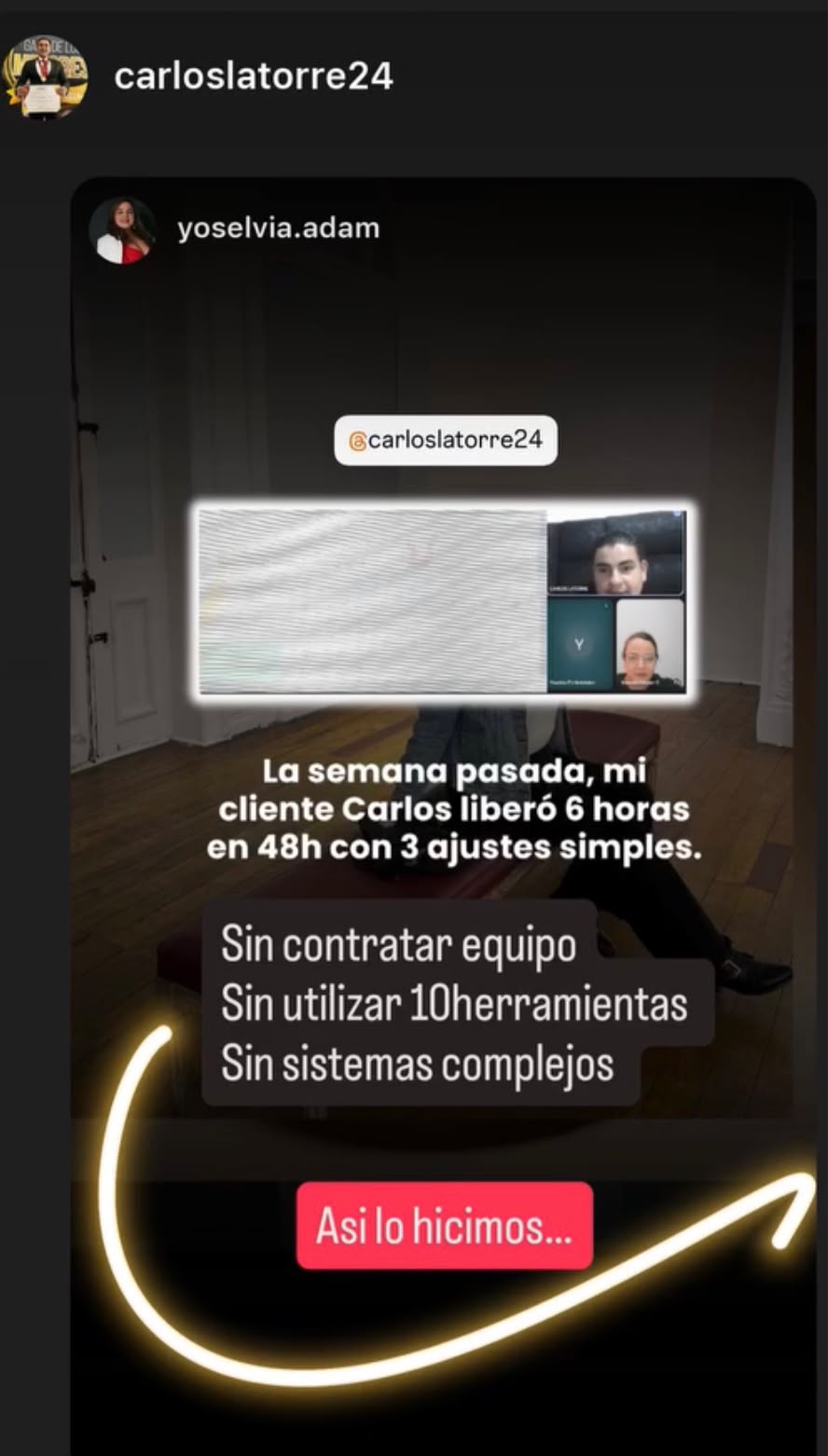 Carlos Latorre compartiendo su resultado tras trabajar con Yoselvia