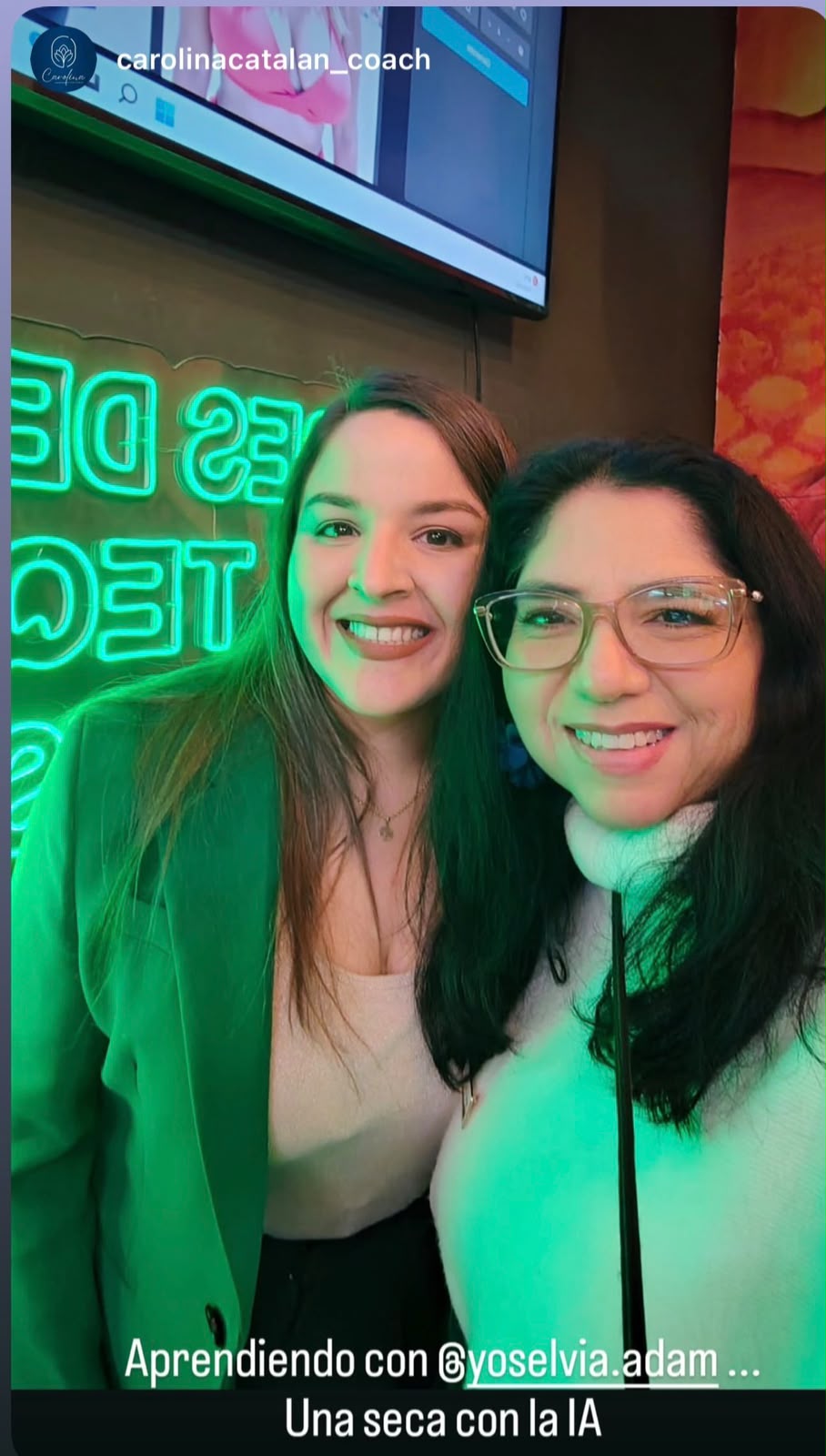 Story de Carolina Catalán en la clase de Yoselvia